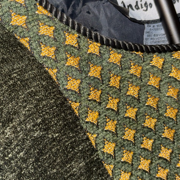 Indigo Green and Yellow Textured Fabric - Picture 7 of 11